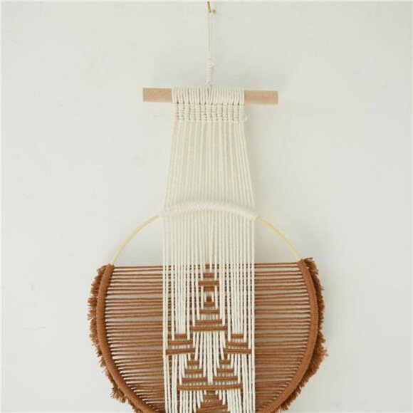 Macrame Wall Hanging Brown and white Boho Wall Decor Art Living room wall art - Picture 7 of 8